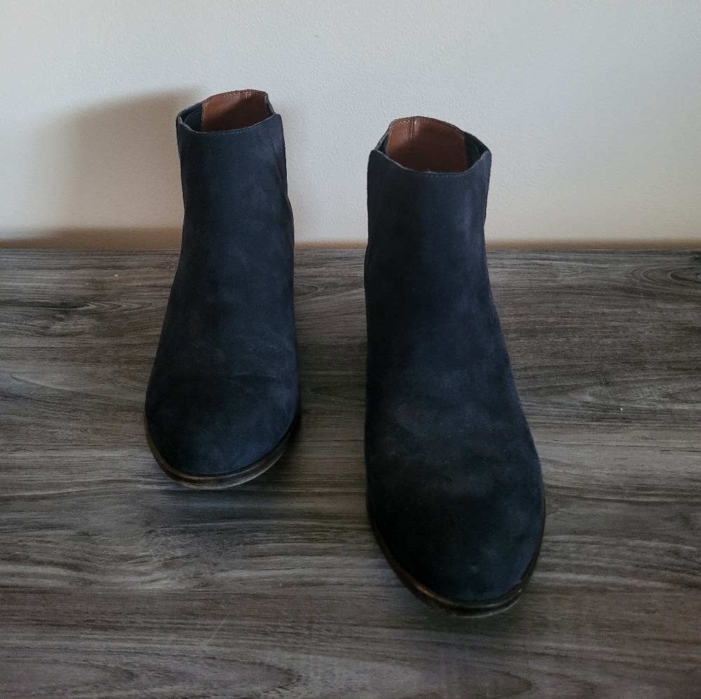 Lucky Brand Benissa Suede Ankle Boots Navy Blue Size 8.5